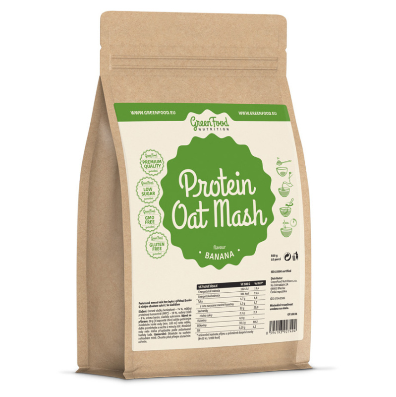 GreenFood Proteinová ovesná kaše bezlepková 500 g - banánová