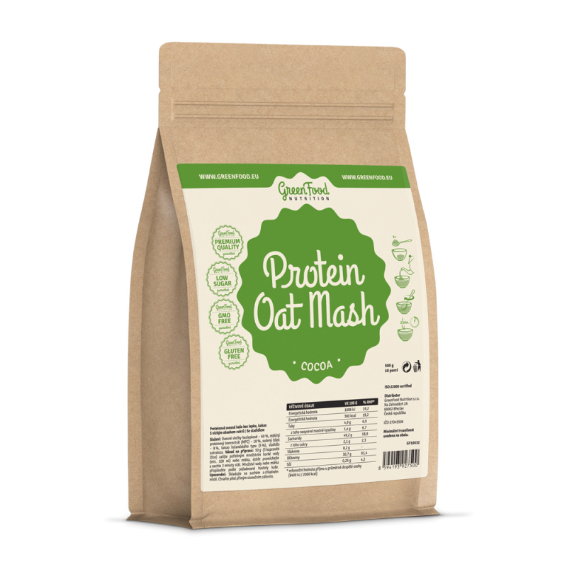 GreenFood Proteinová ovesná kaše bezlepková 500 g - kakaová
