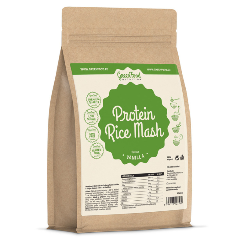 GreenFood Nutrition Proteinová RÝŽOVÁ kaše 500g Příchuť: Vanilka