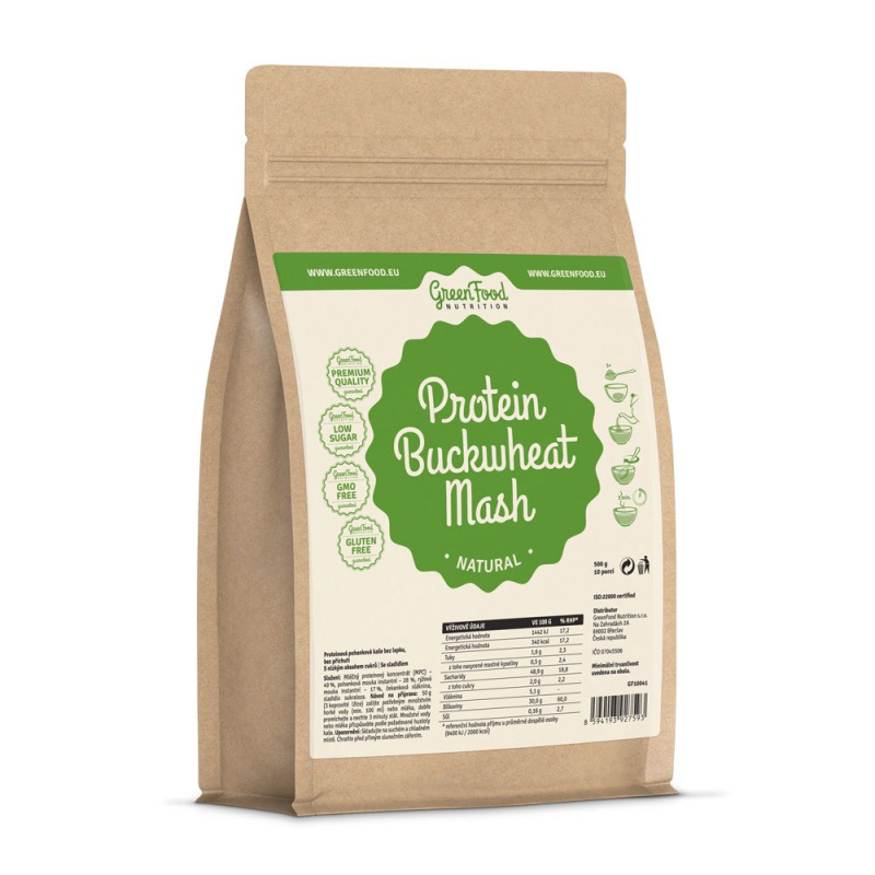 GreenFood Nutrition Proteinová POHANKOVÁ kaše 500 g příchuť: Natural