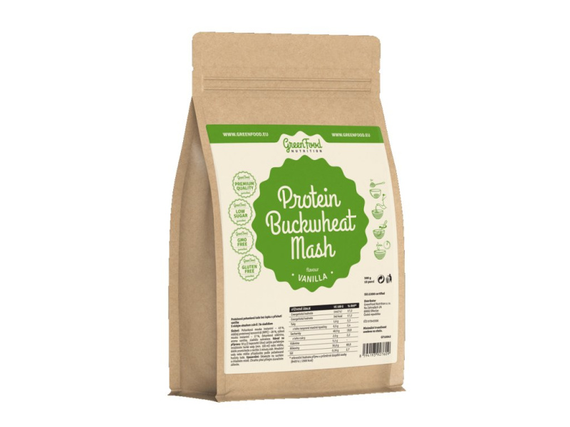 GreenFood Nutrition Proteinová POHANKOVÁ kaše 500g Příchuť: Vanilka