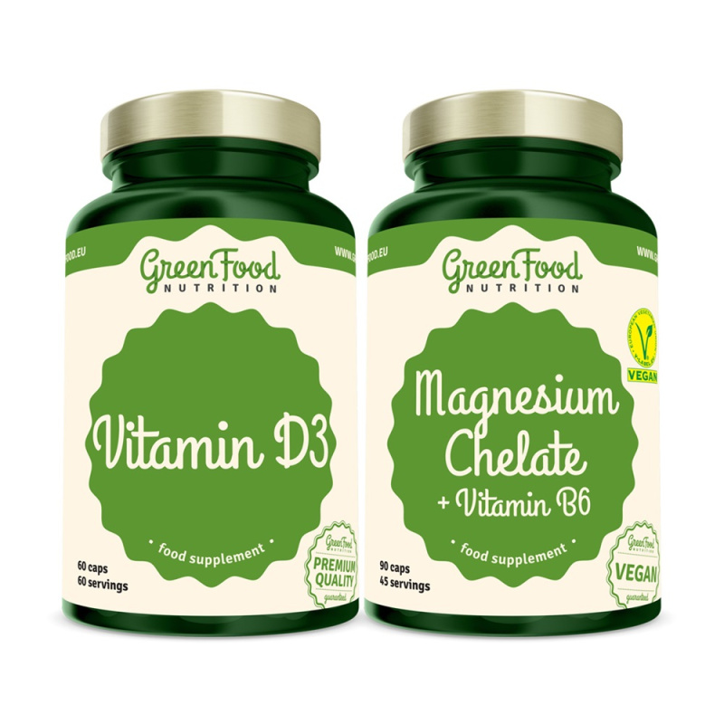 GREENFOOD NUTRITION Magnesium chelate 90 tobolek + vitamin D3 60 tobolek