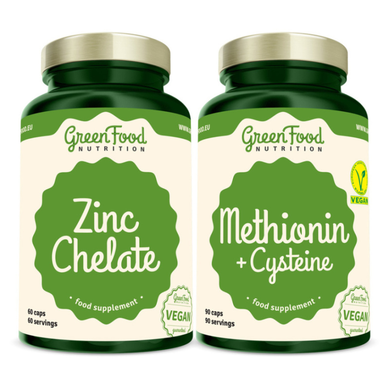 GreenFood Nutrition Methionin + Cysteine 90 kapslí + Zinc Chelate 60 kapslí