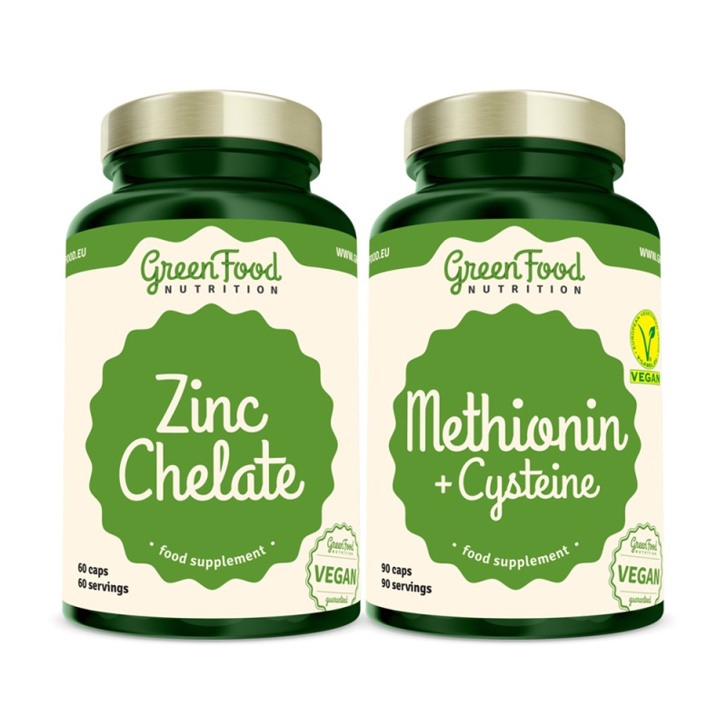 GreenFood Nutrition Methionin + Cysteine 90 kapslí + Zinc Chelate 60 kapslí