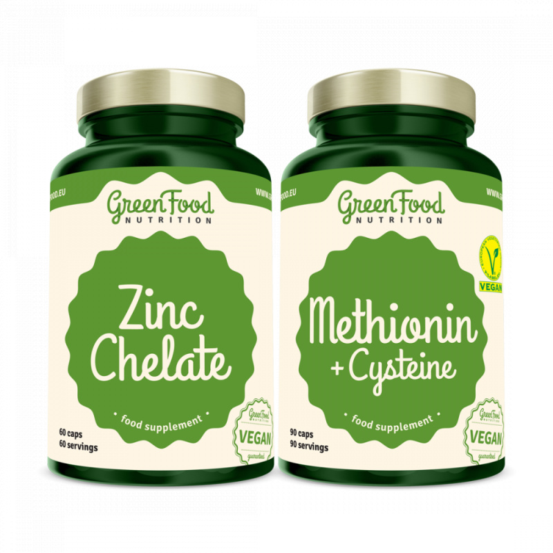GreenFood Nutrition Methionin + Cysteine 90 kapslí + Zinc Chelate 60 kapslí