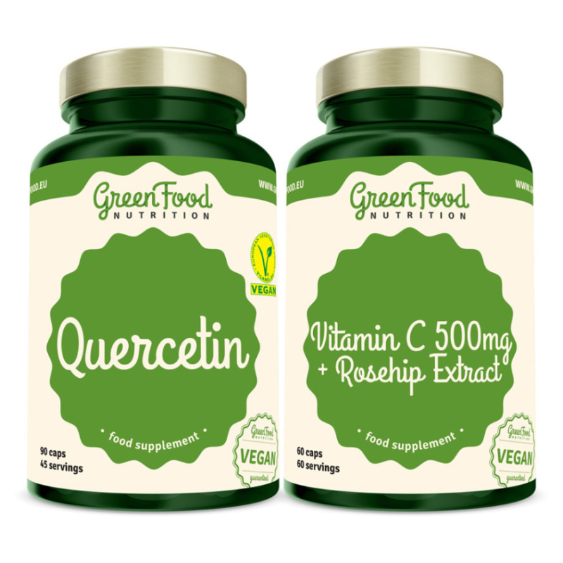 GreenFood Nutrition Quercetin 90 kapslí + Vitamin C 500mg 60 kapslí