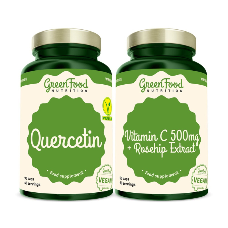 GreenFood Nutrition Quercetin 90 kapslí + Vitamin C 500mg 60 kapslí