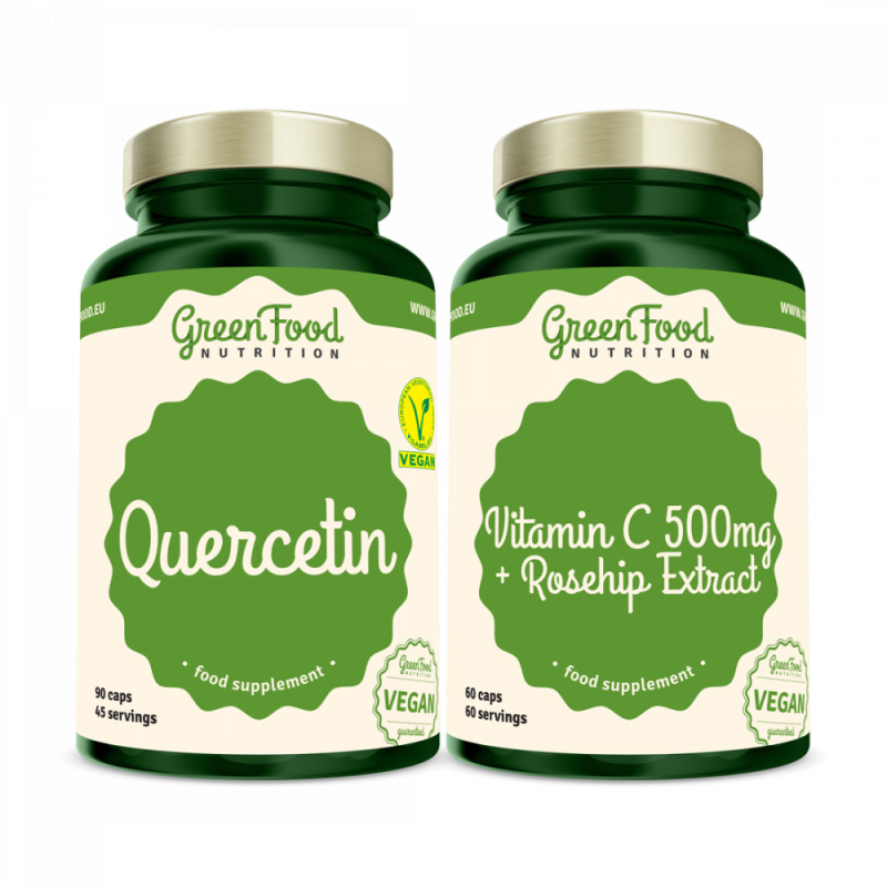 GreenFood Nutrition Quercetin 90 kapslí + Vitamin C 500mg 60 kapslí