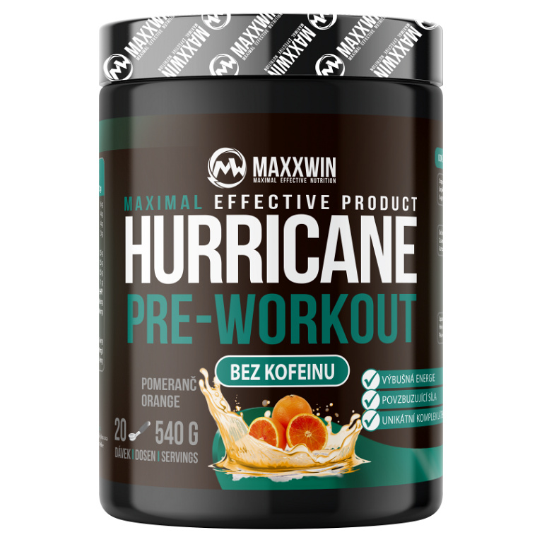 MAXXWIN Hurricane Pre-Workout NO Caffeine 540 g - pomeranč