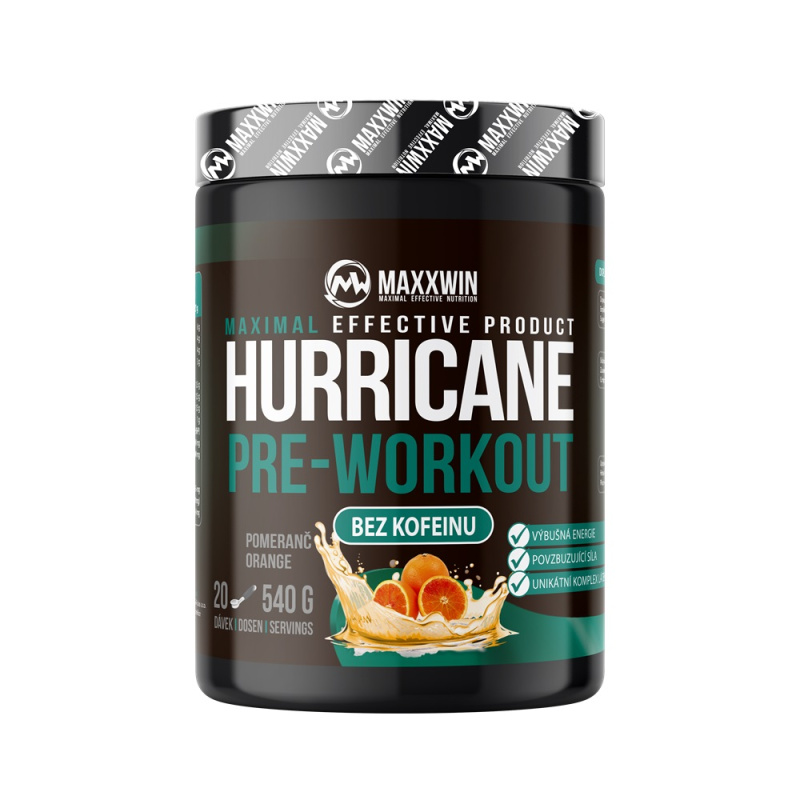 MAXXWIN Hurricane Pre-Workout NO Caffeine 540 g - pomeranč