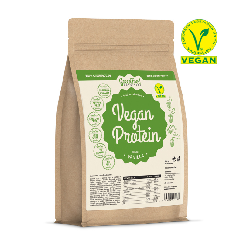 GreenFood Nutrition Vegan Protein 750g Příchuť: Čoko-lískový ořech