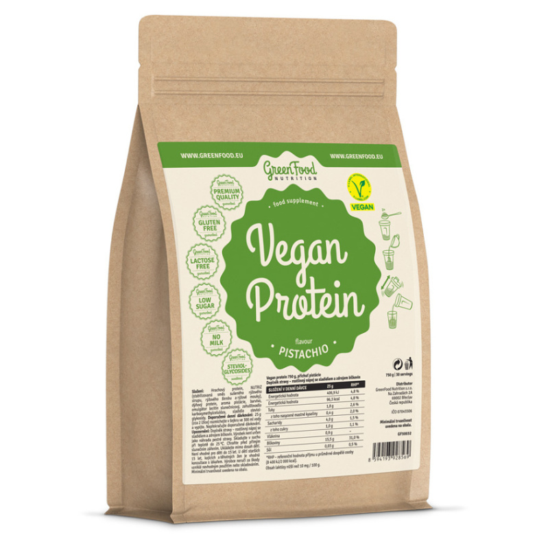 GreenFood Nutrition Vegan Protein 750g Příchuť: Pistácie