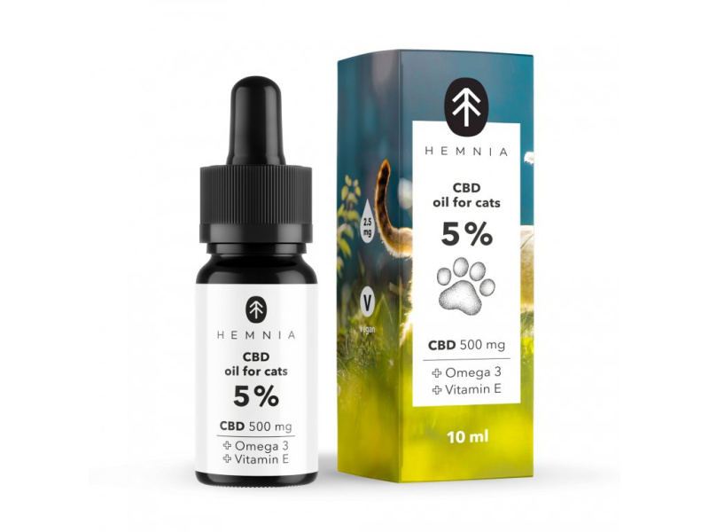 Hemnia CBD olej pro kočky – 5 % CBD, 500 mg, 10 ml