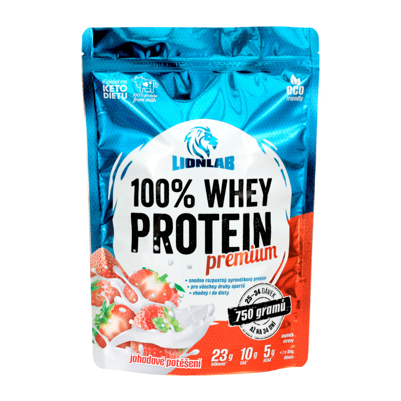 Lionlab: 100 % Whey Protein-jahodové potěšení 750 g