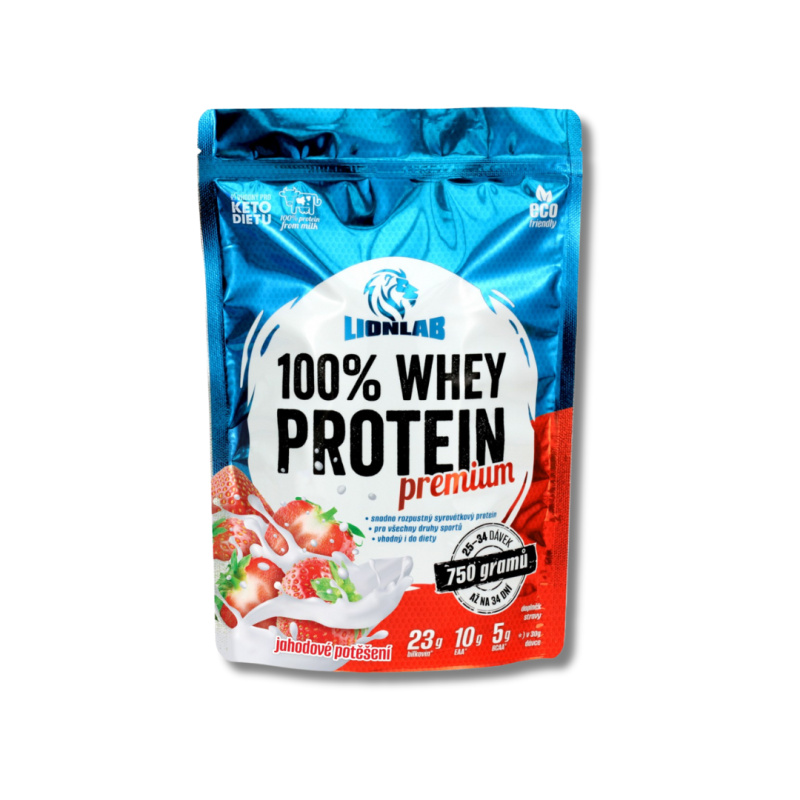 Lionlab: 100 % Whey Protein-jahodové potěšení 750 g
