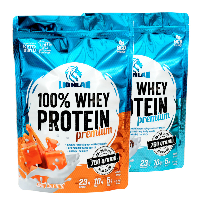 Lionlab 100 % Whey Protein 750 g AKCE 1+1 slaný karamel + kokos