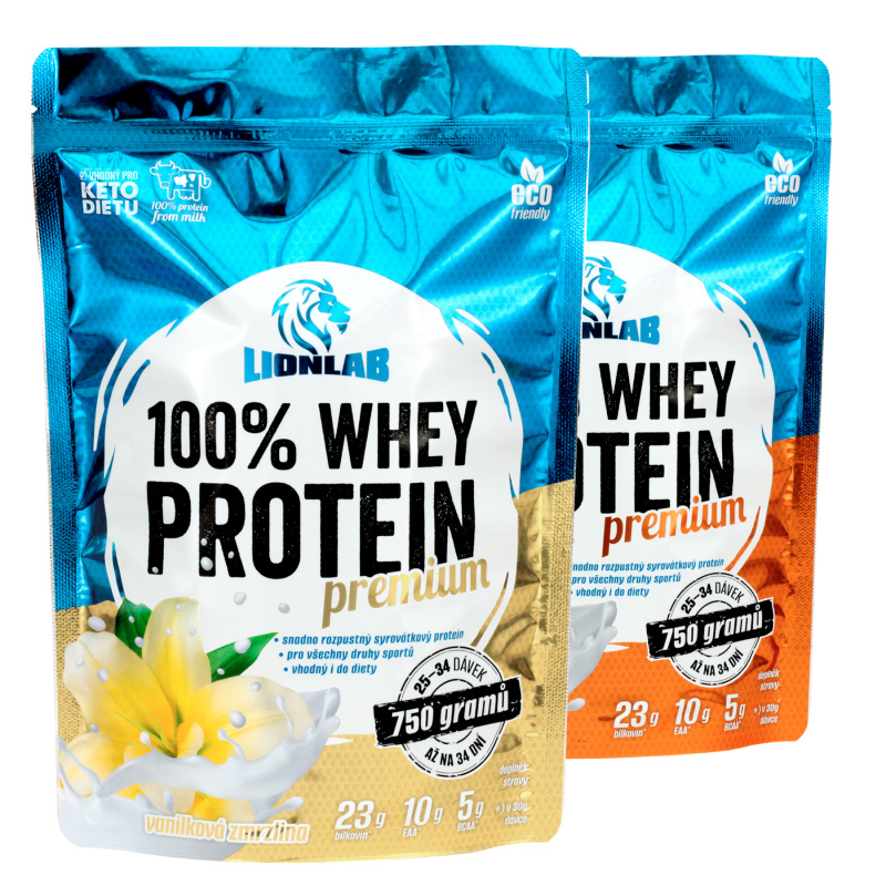 Lionlab 100 % Whey Protein 750 g AKCE 1+1 slaný karamel + vanilka