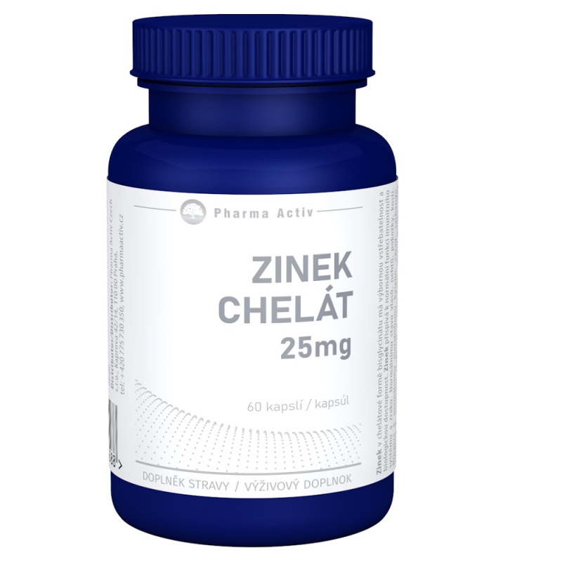 PHARMA ACTIV Zinek chelát 25 mg 60 kapslí