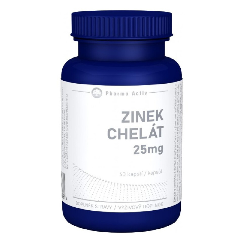 PHARMA ACTIV Zinek chelát 25 mg 60 kapslí