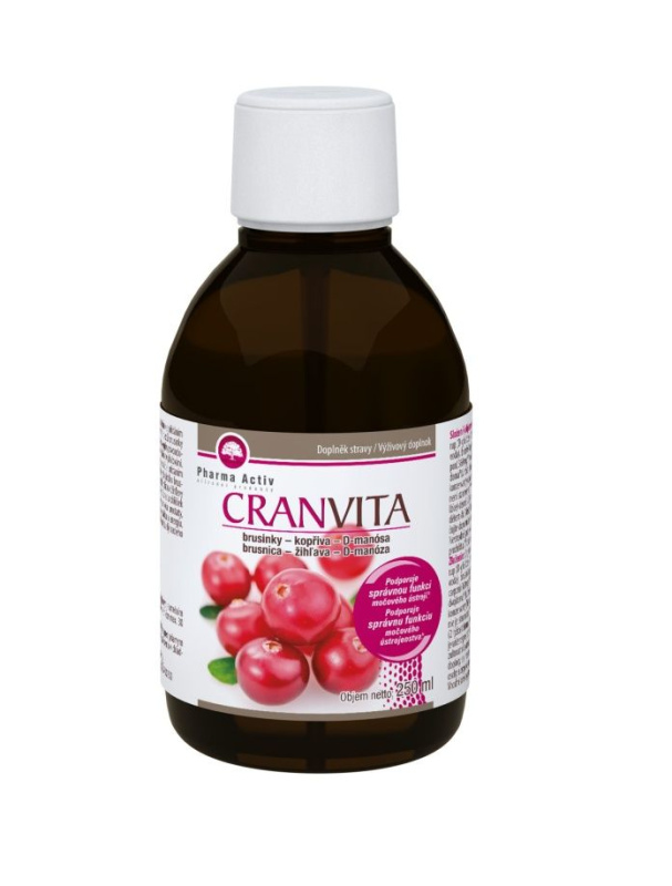 PHARMA ACTIV Cranvita brusinky + kopřiva + D-manósa 250 ml