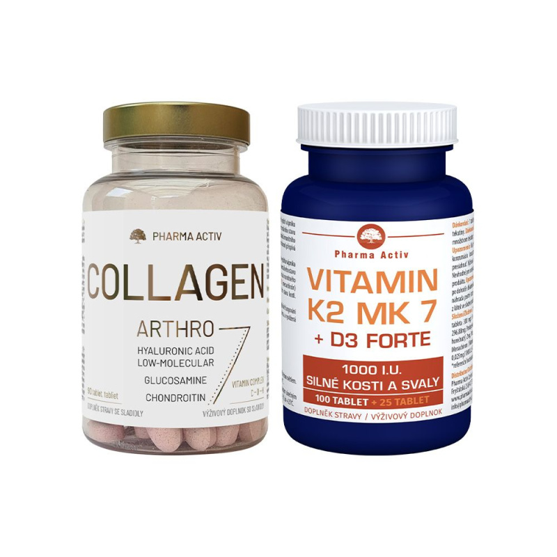 PHARMA ACTIV Collagen arthro 90 tablet + Vitamin K2 MK7 + D3 forte 1000 I.U. 125 tablet