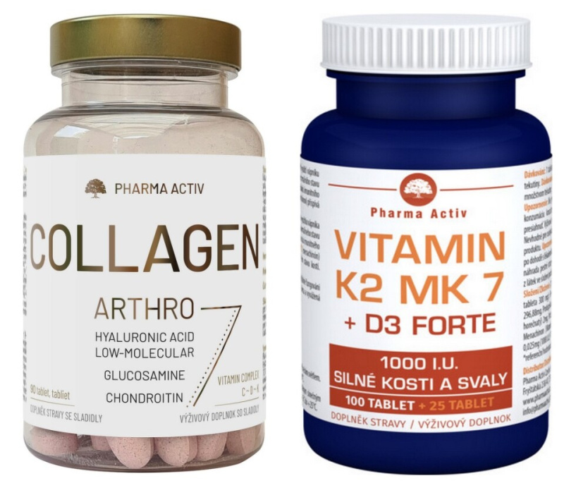 PHARMA ACTIV Collagen arthro 90 tablet + Vitamin K2 MK7 + D3 forte 1000 I.U. 125 tablet