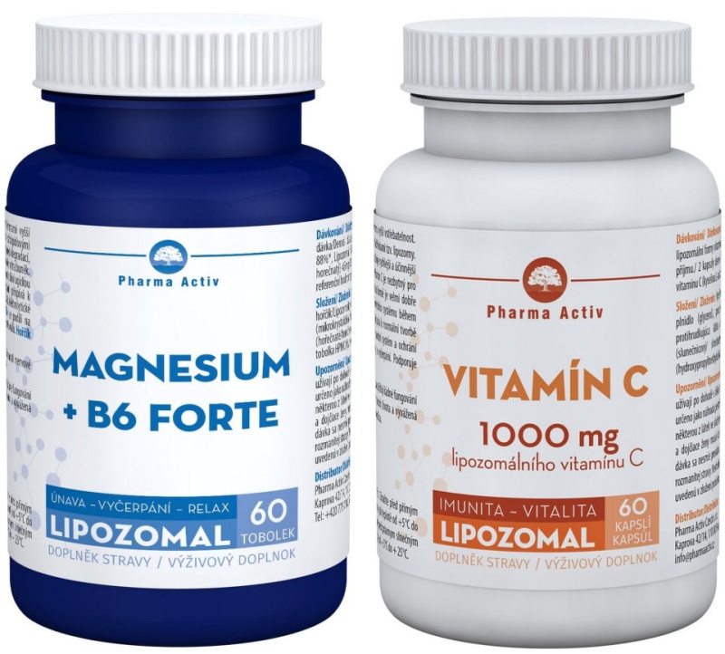 PHARMA ACTIV Magnesium + B6 FORTE 60 tobolek + Vitamín C 1000 mg 60 tobolek