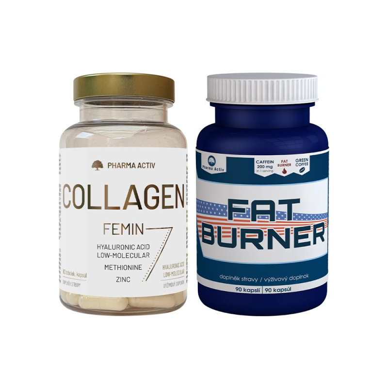 PHARMA ACTIV Collagen femin 90 tobolek + Fat burner 90 kapslí