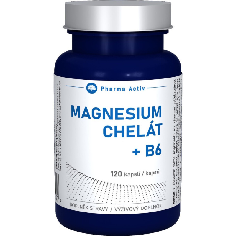 PHARMA ACTIV Magnesium Chelát + B6 120 kapslí