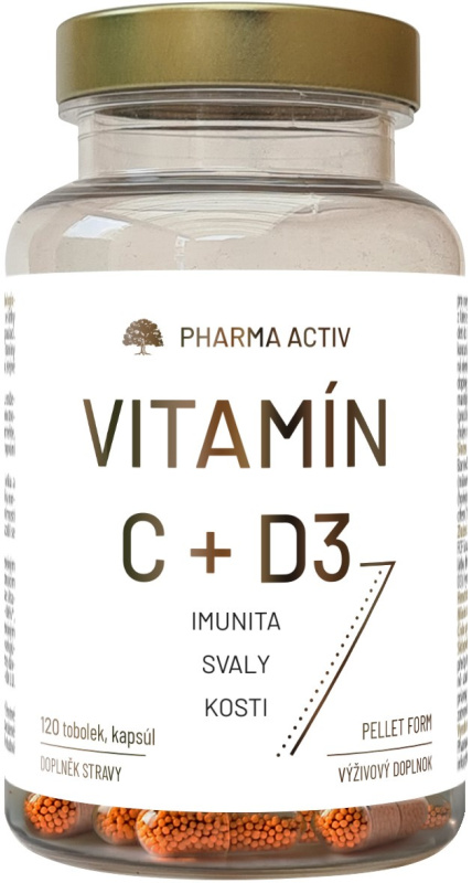 PHARMA ACTIV Vitamín C + D3 120 tobolek