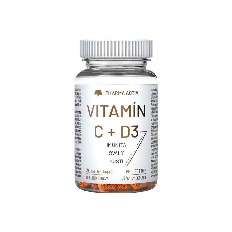 PHARMA ACTIV Vitamín C + D3 30 tobolek