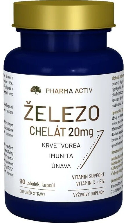 PHARMA ACTIV Železo chelát 20 mg 90 tobolek
