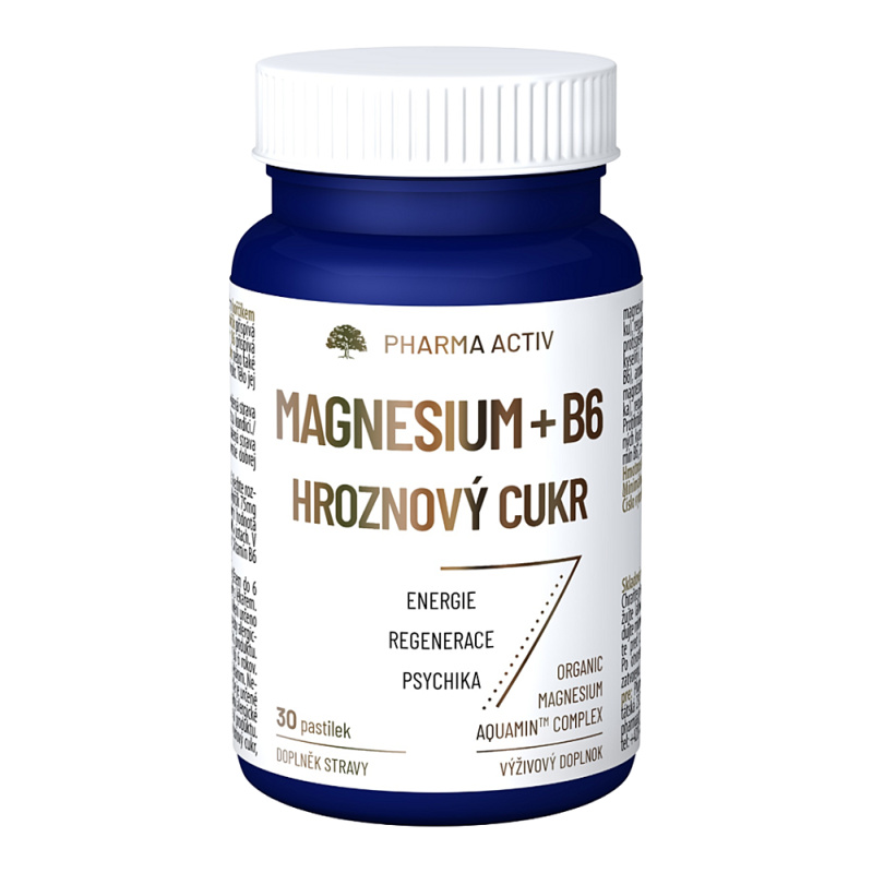 PHARMA ACTIV Magnesium + B6 hroznový cukr 30 pastilek