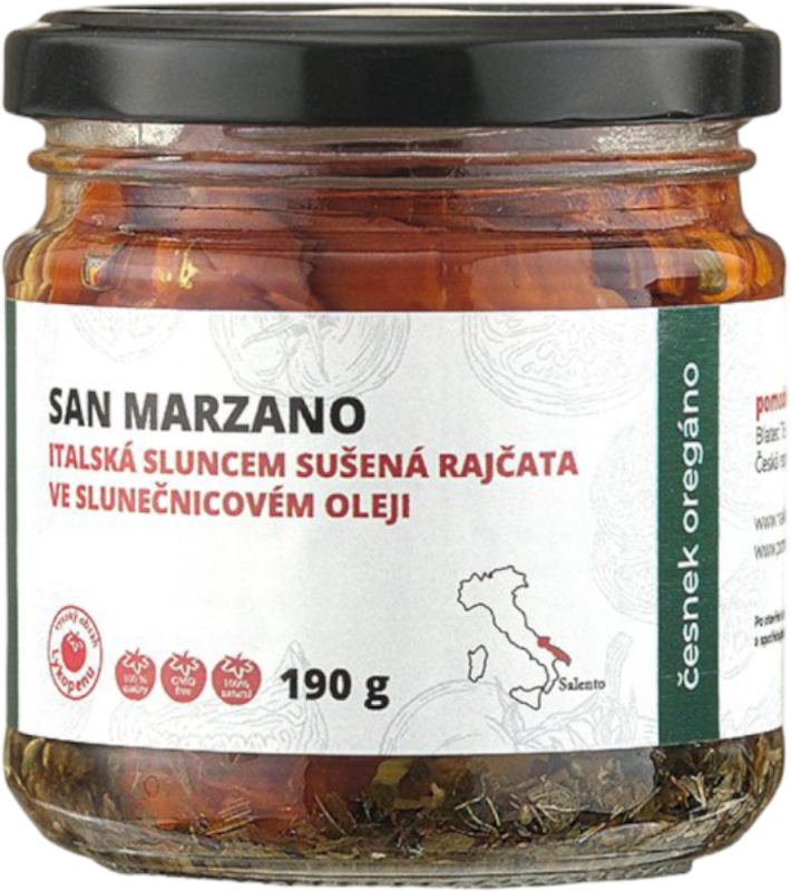 Pomodoro moravia Sušená rajčata ve slunečnicovém oleji s česnekem a oregánem Pomodoro moravia 190g