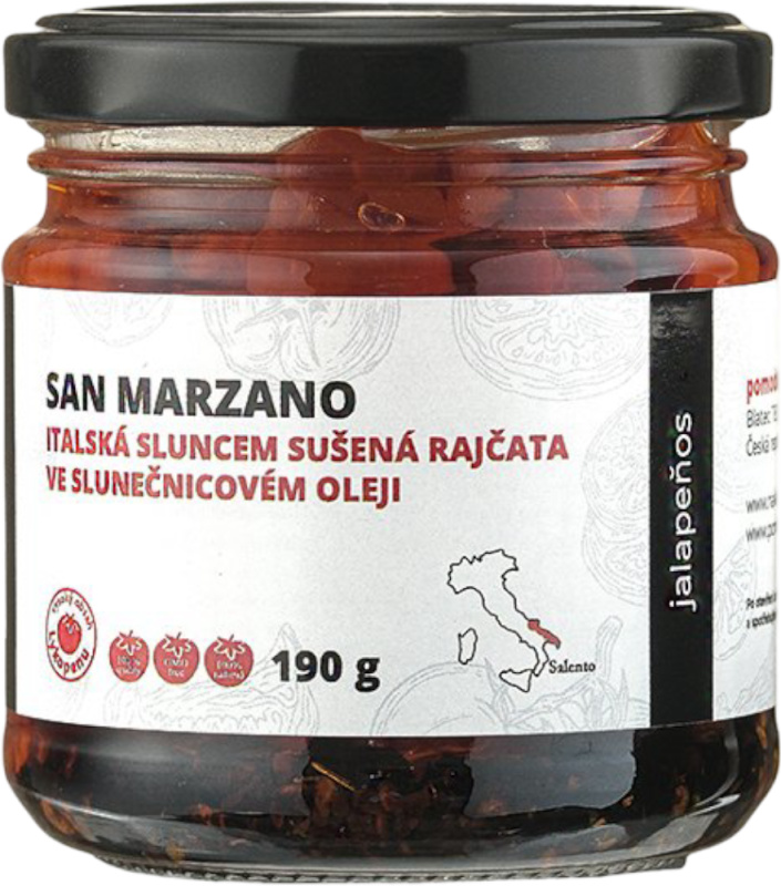 Pomodoro moravia Sušená rajčata ve slunečnicovém oleji s jalapeňos Pomodoro moravia 190g