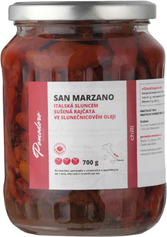 Pomodoro moravia Sušená rajčata s chilli Pomodoro moravia 700g