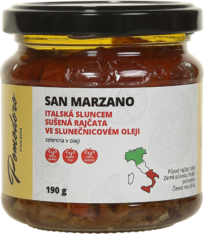 Pomodoro moravia Sušená rajčata ve slunečnicovém oleji s cibulí Pomodoro moravia 190g