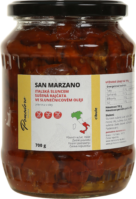 Pomodoro moravia Sušená rajčata ve slunečnicovém oleji s cibulí Pomodoro moravia 700g