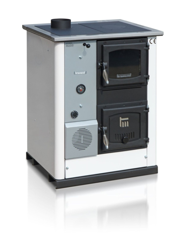 Kuchyňská kamna / kotel s výměníkem TEMY PRO 12 kW - levá, bílá