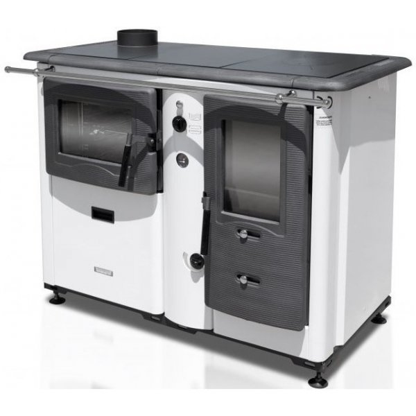 Termomont Teplovodní sporák na tuhá paliva TEMY PLUS P 20 s troubou - bílý, levý