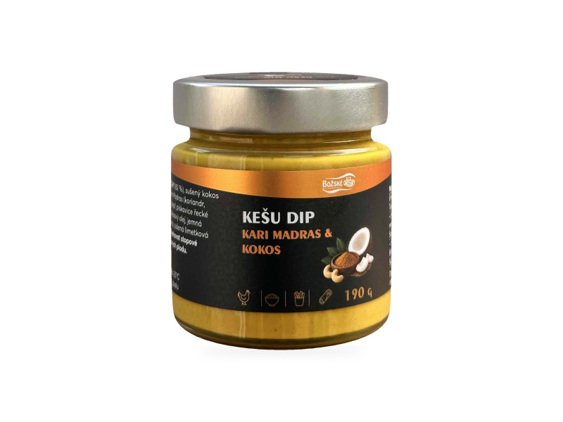 Božské Oříšky Kešu dip Kari madras - Kokos 190 g