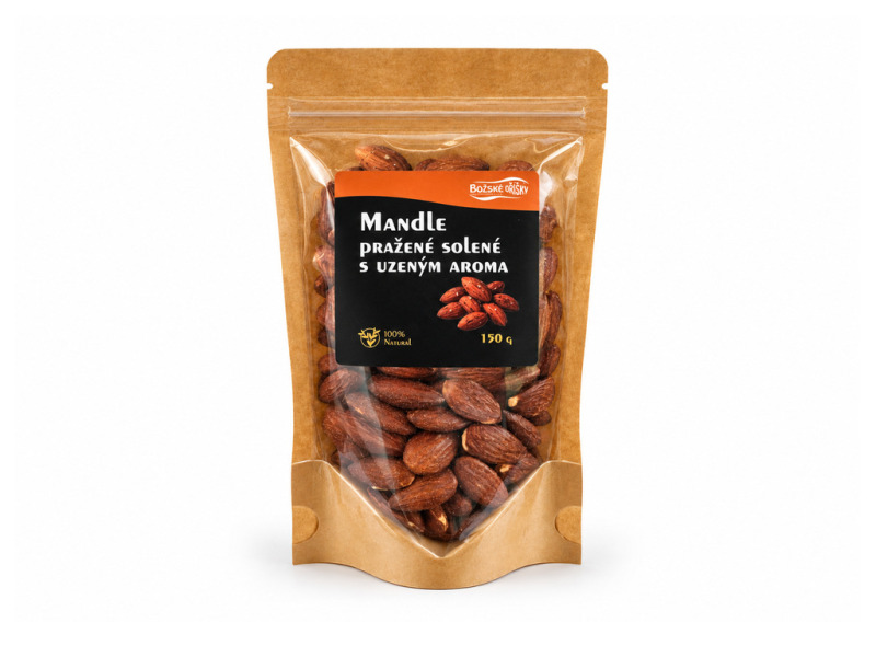 Božské Oříšky Mandle pražené solené s uzeným aroma 150 g