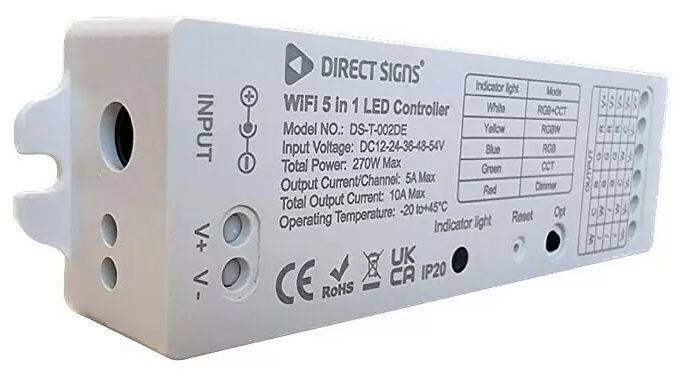 Ovladač 5v1 pro LED profily Direct Signs DS-T-002DE / 270 W / Wi-Fi / bílá Varianta: ivi3