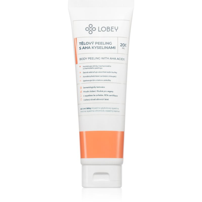 Lobey Body Care Tělový peeling s AHA kyselinami tělový peeling s AHA kyselinami 200 ml