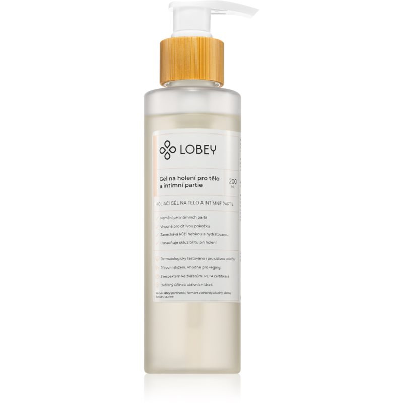 LOBEY Gel na holení pro tělo a intimní partie, 200 ml