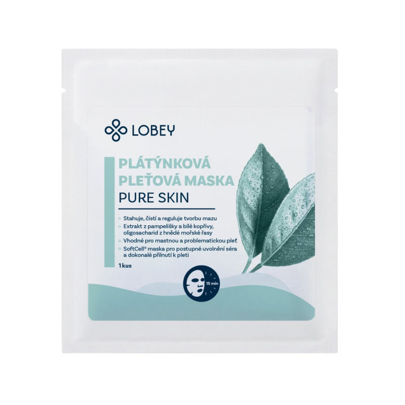 LOBEY Plátýnková pleťová maska Pure Skin Mask 1 ks