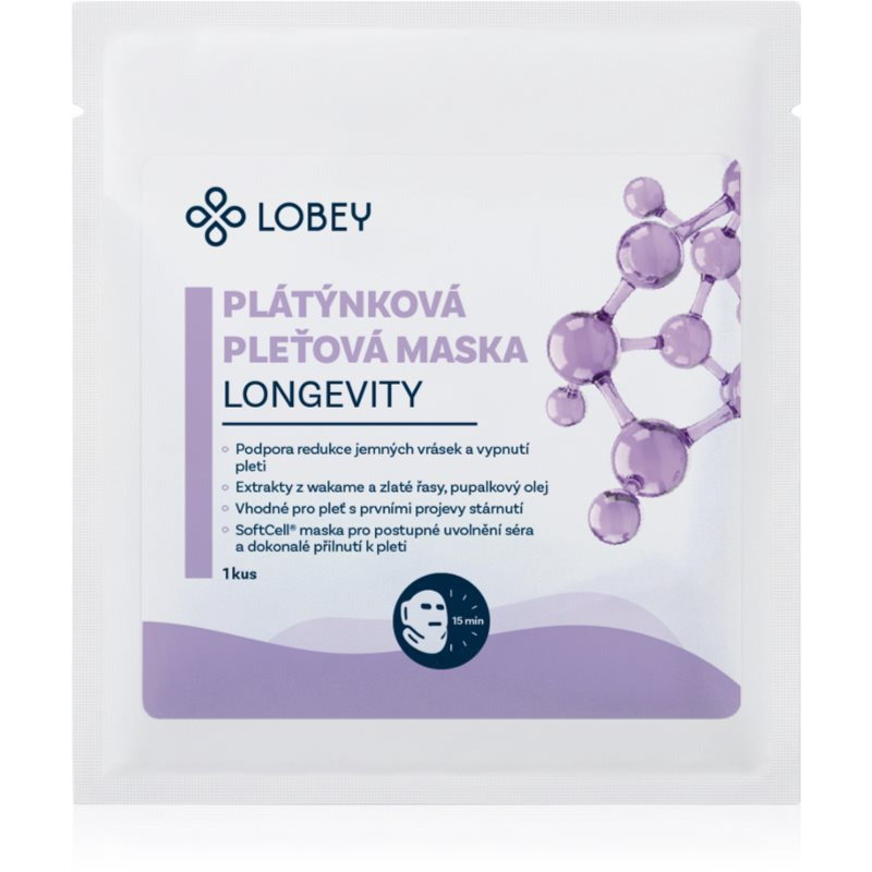 Lobey Longevity plátýnková maska proti stárnutí pleti 1 ks