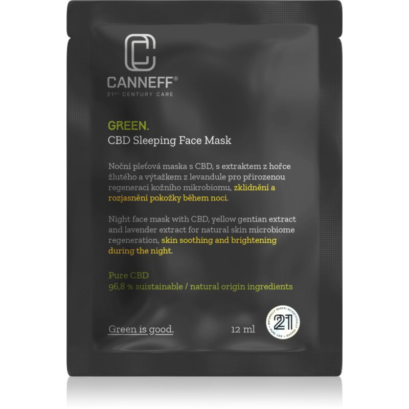 Canneff Green CBD Sleeping Face Mask zklidňující maska na noc 12 ml