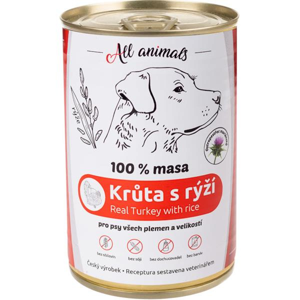 All Animals DOG Krůtí mleté s rýží 400g