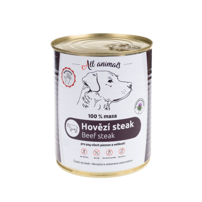 All Animals DOG hovězí steak 800g